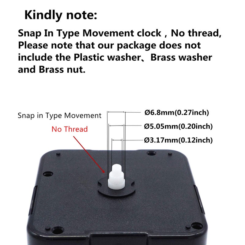 TIKROUND Youngtown 12888 Snap in Type 4.5mm Hour Shaft Length Continuous Sweep Non Threaded Quartz Clock Movement 8mm Total Shaft Length (A Hands). - Image 3